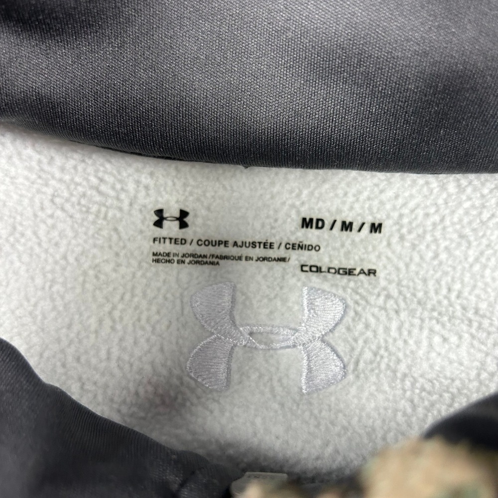 Under Armour Vest Mens Medium Green Camo ColdGear Fitted Full Zip Hunting Fleece - Picture 4 of 7